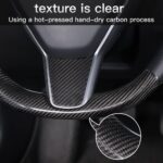JSWAN Carbon Fiber Steering Wheel Embedded Cover for Tesla Model 3/Y Accessories Interior Modification Steering Wheel Panel Sticker (Bright Black Lower Part) - Image 6