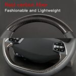 JSWAN Real Carbon Fiber Steering Wheel Cover for KIA EV6 GT GTLINE (2021-2024) Dry Carbon Fiber Steering Wheel Panel Sticker Cap, Interior Modification Accessories (2pcs Bright Black) - Image 4