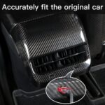 JSWAN Real Carbon Fiber Rear Armrest Box air Outlet Patch Cover for Tesla Model 3 Model Y Rear Air Vent Outlet Cover AC Vent Trim (Bright Black) - Image 5