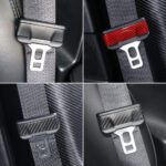 JSWAN Real Carbon Fiber Safety Belt Buckle Decoration Sticker Patch Shell for Tesla Model 3 Model Y Car Interior Dash Covers Interior (Bright Red 2 pcs) - Image 5