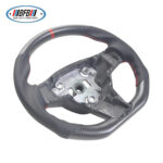 100% Real Carbon Fiber Matte Black Perforated Steering Wheel with Red Stitching and Red Logo - For Tesla Model 3 Y - Image 3