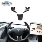 100% Real Carbon Fiber Steering Wheel Cover Sticker - For Tesla Model Y 3 - Forged Carbon Fiber Steering Wheel Cover 3-Piece - Image 6