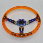 Racing Acrylic Steering Wheel - 350MM 14 Inch Modified Car Competition Transparent Bubble Blue Baked Chrome Color Spokes - One Piece - Image 20