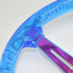 Racing Acrylic Steering Wheel - 350MM 14 Inch Modified Car Competition Transparent Bubble Blue Baked Chrome Color Spokes - One Piece - Image 5