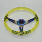 Racing Acrylic Steering Wheel - 350MM 14 Inch Modified Car Competition Transparent Bubble Blue Baked Chrome Color Spokes - One Piece - Image 22