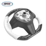 100% Real Carbon Fiber Steering Wheel Modification - For Tesla Model 3 Y - Forged Carbon Fiber White Perforated White Stitching Steering Wheel - Image 5