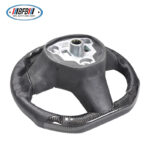 100% Real Carbon Fiber Glossy Black Perforated Steering Wheel Cover - For Tesla Model 3 Y - Black Leather Stitching Modification - Image 4