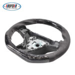 100% Real Carbon Fiber Forged Suede Steering Wheel with White Stitching - For Tesla Model Y - Image 2