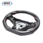 100% Real Carbon Fiber Matte Black No-Hole Steering Wheel Cover - For Tesla Model 3 Y - Red Leather Stitching Modification - Image 2