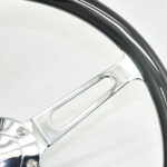 Classic Car Steering Wheel - Bright Black Stainless Steel Spokes Wood 380MM 15 Inch 6 Holes Universal - Image 3