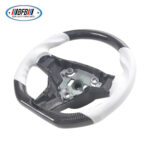 100% Real Carbon Fiber Black Steering Wheel with White Stitching and Perforations - For Tesla Model 3 Y - Modification - Image 2