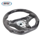 100% Real Carbon Fiber Steering Wheel Modification - For Tesla Model 3/Y - Black Suede Leather White Stitching Marble Forged Pattern - Image 3