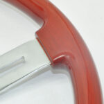 Truck Steering Wheel - Classic Red Brown Stainless Steel Bright Spokes Bright Plated Peach Wood 450MM 18 Inch - Image 2