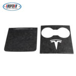 100% Real Carbon Fiber Center Console Panel Cup Holder Cover Storage Box Cover - For Tesla Model Y 3 - Forged Pattern New Version - Image 4