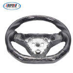 100% Real Carbon Fiber Steering Wheel Modification - For Tesla Model 3/Y - Black No-Hole Leather Black Stitching Marble Forged Pattern - Image 2