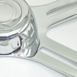 Truck Steering Wheel - Classic Red Brown Stainless Steel Bright Spokes Bright Plated Peach Wood 450MM 18 Inch - Image 4