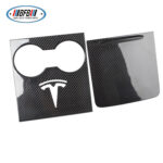 100% Real Carbon Fiber Center Console Panel Cup Holder Cover Storage Box Lid - For New Tesla Model Y and Model 3 - Image 5