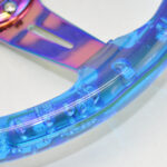 Racing Acrylic Steering Wheel - 350MM 14 Inch Modified Car Competition Transparent Bubble Blue Baked Chrome Color Spokes - One Piece - Image 3