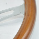 Classic Vintage Car Steering Wheel - 350MM 14 Inch 6 Hole Universal Brown Stainless Steel Spokes Bright Chrome Wood - One Piece - Image 3
