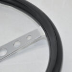 Classic Car Wood Steering Wheel - Bright Black Stainless Steel Round Hole Spokes 380MM 15 Inch 6 Holes Universal - Image 3