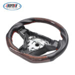 100% Real Carbon Fiber Red Glossy Black Perforated Steering Wheel Cover - For Tesla Model 3 Y - Red Leather Stitching Modification - Image 4