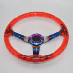 Racing Acrylic Steering Wheel - 350MM 14 Inch Modified Car Competition Transparent Bubble Blue Baked Chrome Color Spokes - One Piece - Image 21