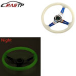 14" 350mm White Universal Racing Acrylic Steering Wheel 6-Hole Car Luminous