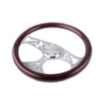 380mm 15" Classic Wood Grain Deep Dish with Hollow Angel Racing Steering Wheel - Image 3
