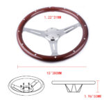 380mm Chrome Dark Steering Wheel Real Wood Riveted Grip (15") - 6 Hole - Image 6