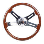 18" Wood Steering Wheel Chrome 4 Spoke Freightliner Kenworth Peterbilt Volvo - Image 4