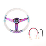Aluminum 14" 350mm Racing Acrylic Steering Wheel with Quick Release Neo Chrome - Image 3