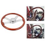 4 Spoke Steering Wheel 18" Wood for Freightliner, Kenworth, Peterbilt, Volvo - Image 2