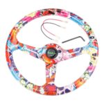 350mm 14inch Acrylic 70mm Deep Dish 6 Holes Steering Wheel w/Horn Button Cover - Image 3