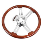 18"/455mm Wood Steering Wheel Chrome 4 Spoke for Truck Freightliner - Image 5