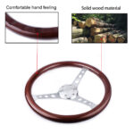 15'' 380mm Deep Dish Classic Wooden Steering Wheel Chrome Spoke + Horn Universal - Image 3