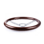 15'' 380mm Deep Dish Classic Wooden Steering Wheel Chrome Spoke + Horn Universal - Image 4