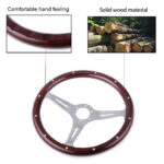 380mm Chrome Dark Steering Wheel Real Wood Riveted Grip (15") - 6 Hole - Image 8