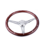 15inch 380mm Classic Steering Wheel Dark Stained Wood Grip with Rivets - Image 5