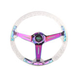 Neo Chrome Transparent Colorless Acrylic 350mm/14” Racing Sports Steering Wheel - Image 3