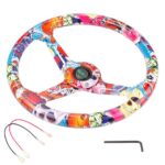 350mm 14inch Acrylic 70mm Deep Dish 6 Holes Steering Wheel w/Horn Button Cover - Image 5