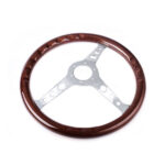 15'' 380mm Deep Dish Classic Wooden Steering Wheel Chrome Spoke + Horn Universal - Image 5