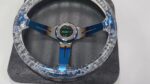 Aluminum Car Acrylic Steering Wheel Bluing Spokes 350mm 14inch Racing Blue - Image 2